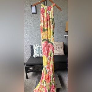 Women's VTG Geary Roark Kamisato midi dress floral size 14 multi-color